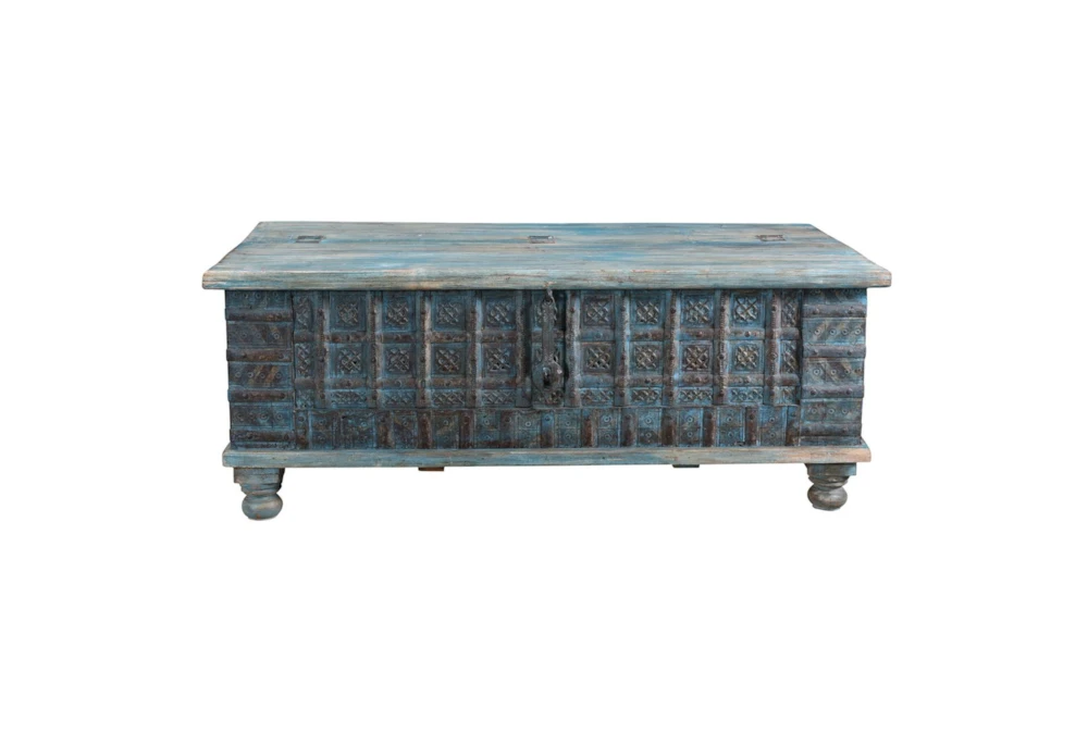 Reclaimed Wood Blue Coffee Table Trunk