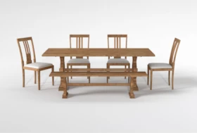Magnolia Home Collins Dining With Bench & Nora Dining Chairs Set For 6 By Joanna Gaines