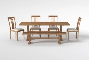 Magnolia Home Collins Dining With Bench & Nora Dining Chairs Set For 6 By Joanna Gaines