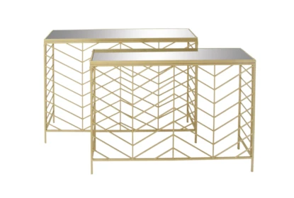 Gold Iron Console Table Set Of 2 - Signature