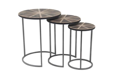 Brown Iron Accent Table Set Of 3