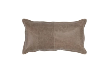 14X26 Mocha Brown  Pieced Leather Lumbar Throw Pillow