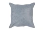22X22 Sea Fog Blue Pieced Leather Throw Pillow - Signature