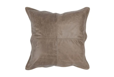 22X22  Mocha Brown  Pieced Leather  Throw Pillow