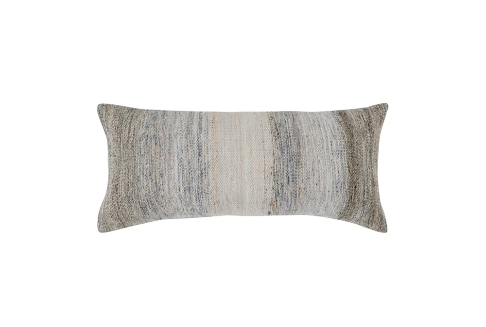 16X36 Grey Stripe Multi Woven Lumbar Throw Pillow