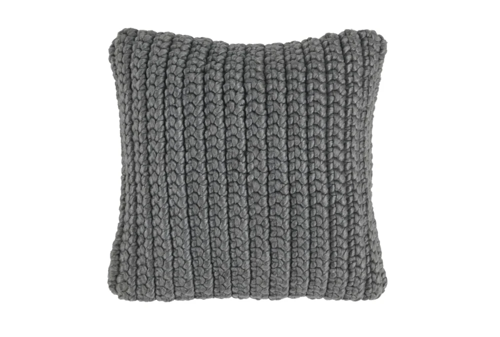 20X20 Sea Fog Blue Knit Throw Pillow