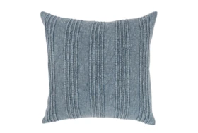 22X22 Sea Fog Blue Woven Banded Stripe Throw Pillow