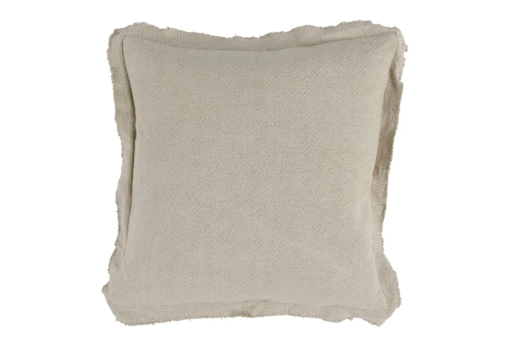 22X22 Natural Linen + Cotton Fringe Edge Throw Pillow