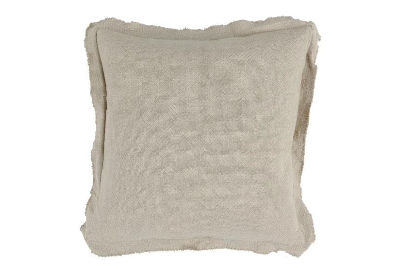 22X22 Natural Linen + Cotton Fringe Edge Throw Pillow - 360