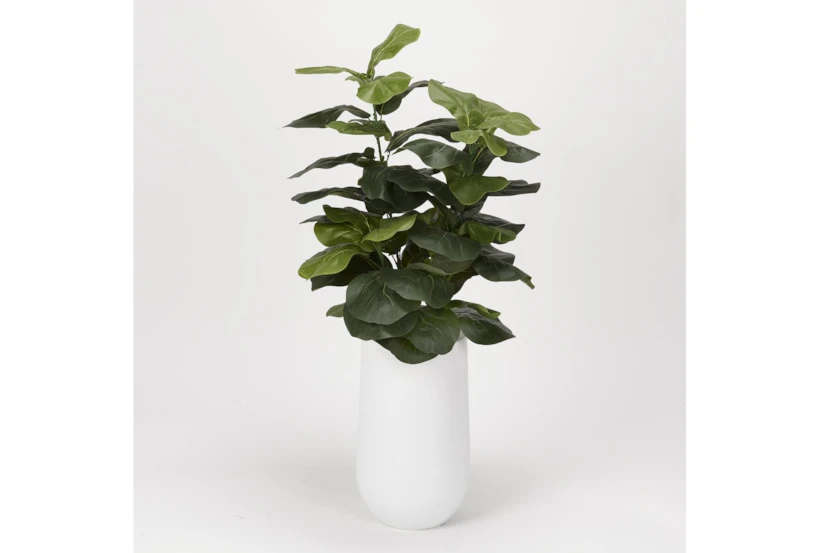 44" Fiddle Leaf Fig In Round White Resin Planter - 360