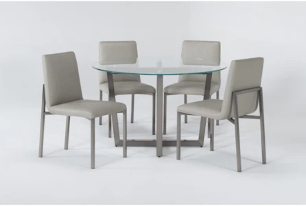 Toby Glass Top Round Dining Set For 4