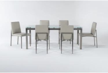 Toby 7 Piece Glass Top Rectangle Dining Set