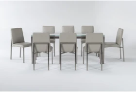 Toby 9 Piece Glass Top Rectangle Dining Set