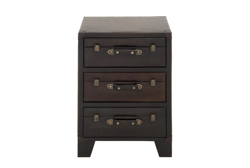28" Dark Brown Wood Cabinet With 3 Drawers - 360