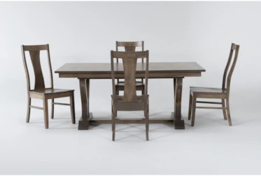 Farmlyn Oatmeal Extension Dining With Side Chairs Set For 4