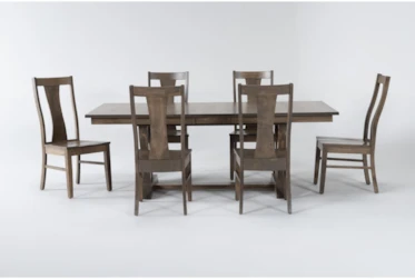 Farmlyn Oatmeal Extension Dining With Side Chairs Set For 6