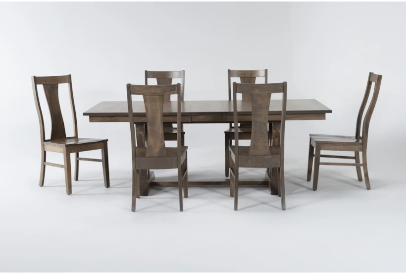 Farmlyn Oatmeal Extension Dining With Side Chairs Set For 6 - 360