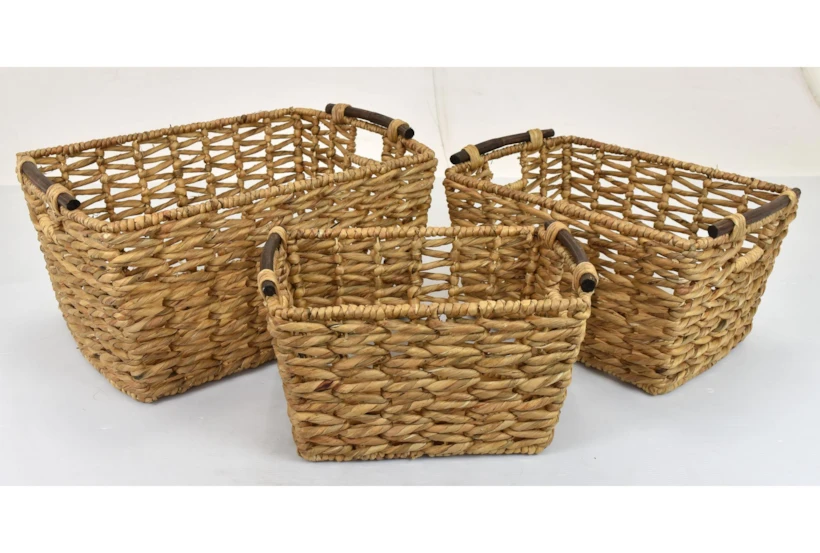 Tan Water Hyacinth Basket Set of 3 - 360