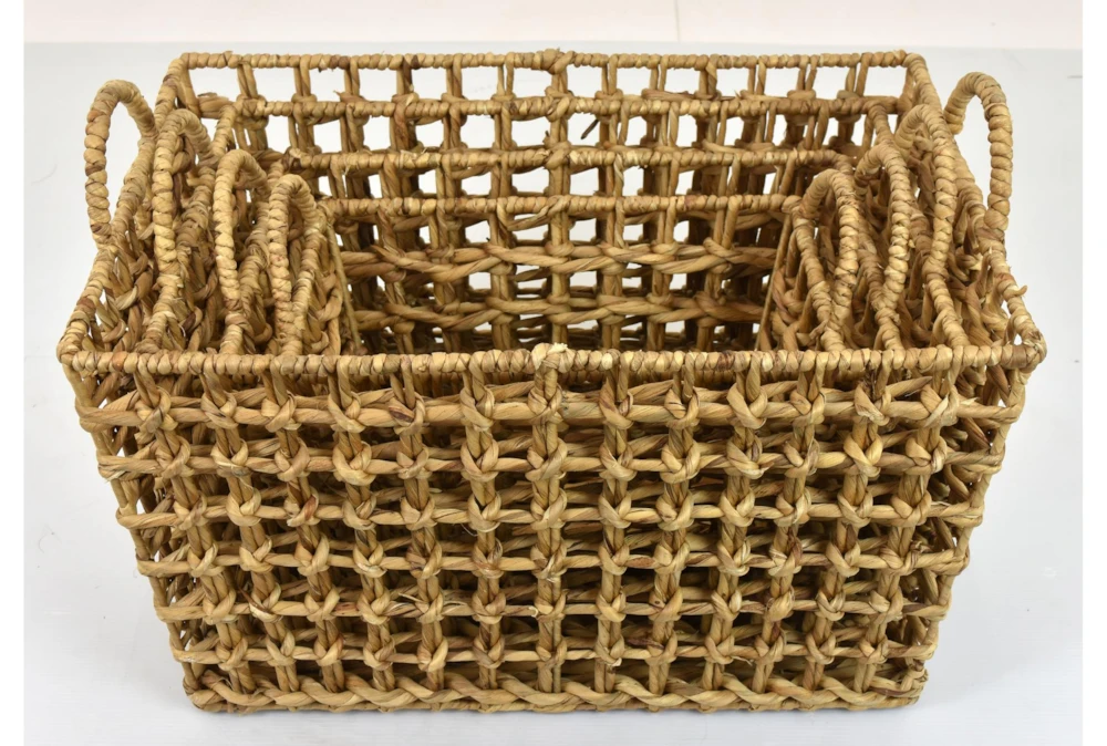 Tan Water Hyacinth Basket Set of 3