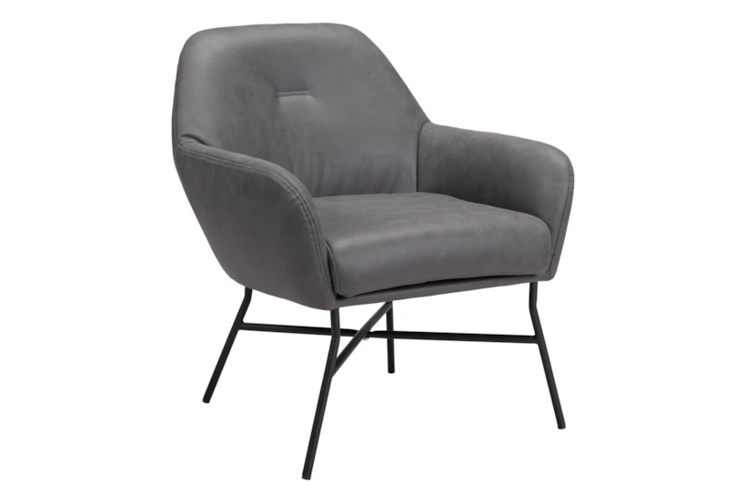 Halstead Grey Faux Leather Accent Arm Chair - 360