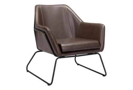 Rayes Brown Faux Leather Accent Chair