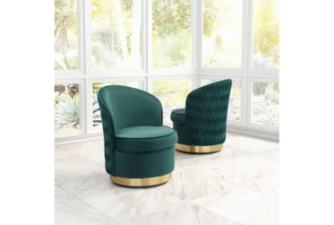 Emerald Green + Gold Base Accent Chair