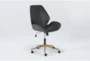 Murray Black Faux Leather With Gold Base Rolling Office Desk Chair - Side
