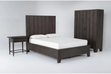 Gustav Queen Storage 3 Piece Bedroom Set With Open Nightstand + Armoire By Nate Berkus + Jeremiah Brent