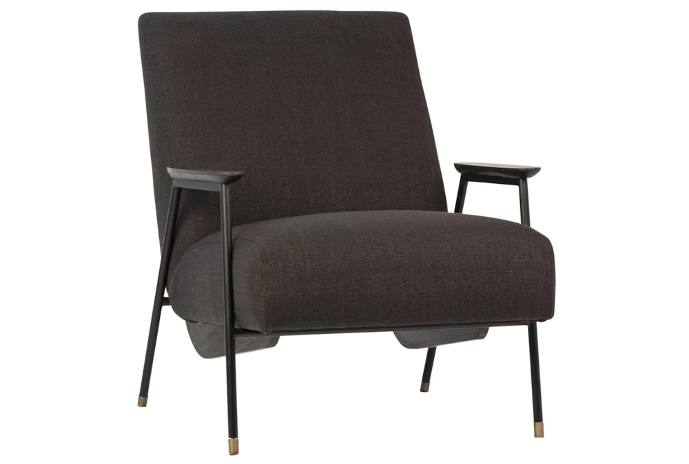 Metal Frame + Fabric Accent Chair With Wood Detail