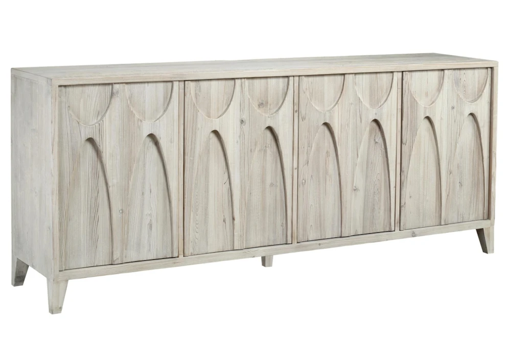 Whitewashed Mid-Century Arch Sideboard                                            