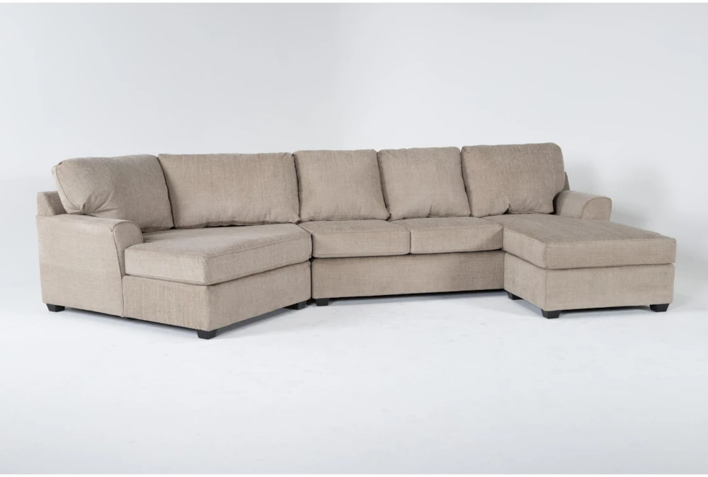 Alessandro Mocha 161" 2 Piece Dual Chaise Sectional with Left Arm Facing Cuddler