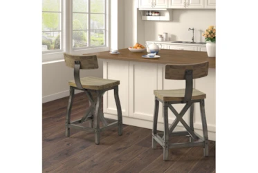 Aida Oak/Silver Counter Stool with Back