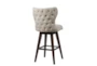 Marlow Camel/Brown High Wingback Button Tufted Swivel Bar Stool - Back