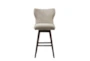 Marlow Camel/Brown High Wingback Button Tufted Swivel Bar Stool - Front