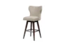 Marlow Camel/Brown High Wingback Button Tufted Swivel Bar Stool - Signature