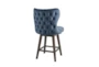 Marlow Dark Blue High Wingback Button Tufted Swivel Counter Stool - Back