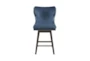 Marlow Dark Blue High Wingback Button Tufted Swivel Counter Stool - Front