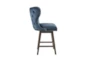 Marlow Dark Blue High Wingback Button Tufted Swivel Counter Stool - Side