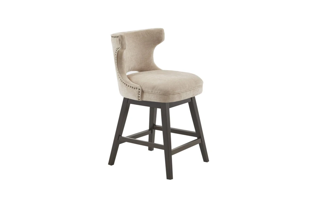 Walsh Beige Swivel Counter Stool With Back
