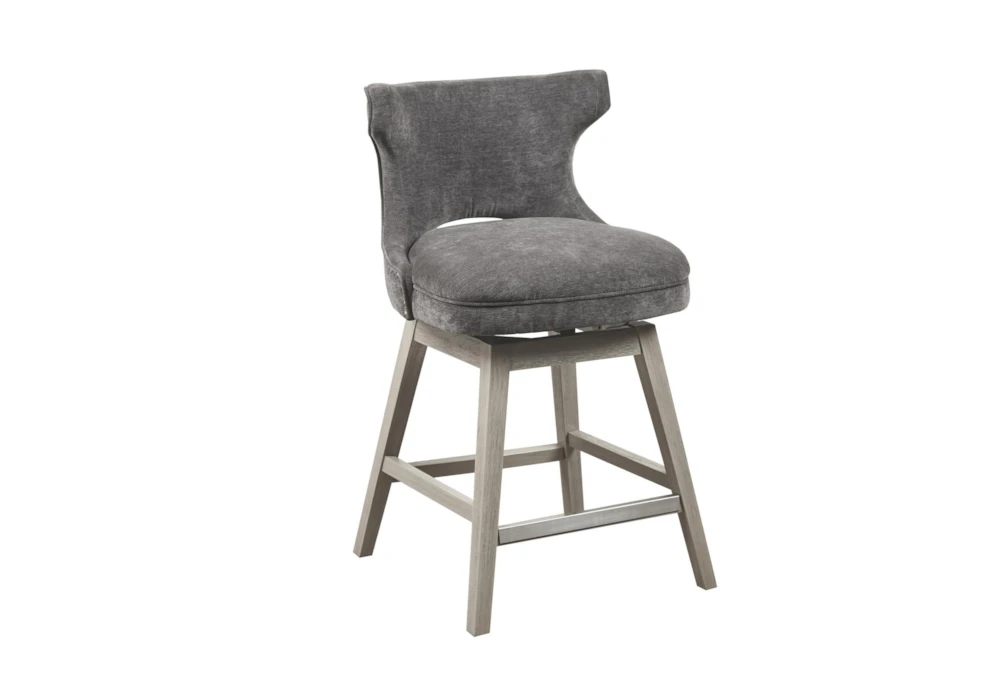 Walsh Charcoal Swivel Counter Stool With Back