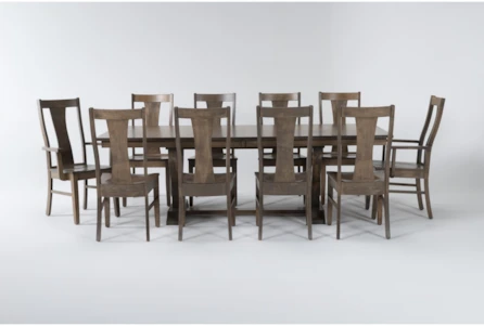 Farmlyn Oatmeal Extension Dining With Side Chairs & Arm Chairs Set For 10