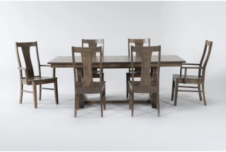 Farmlyn Oatmeal Extension Dining With Side Chairs & Arm Chairs Set For 6
