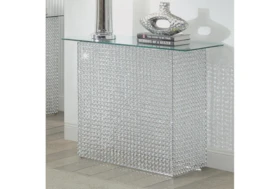 48 Inch Crystal Glass Bead Illuminated Console Table With Led Light