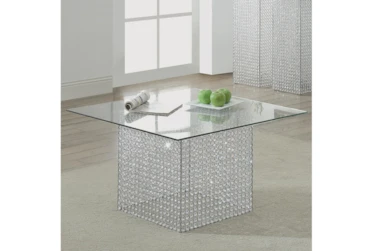 34 Inch Crystal Glass Bead Illuminated Coffee Table With Led Light