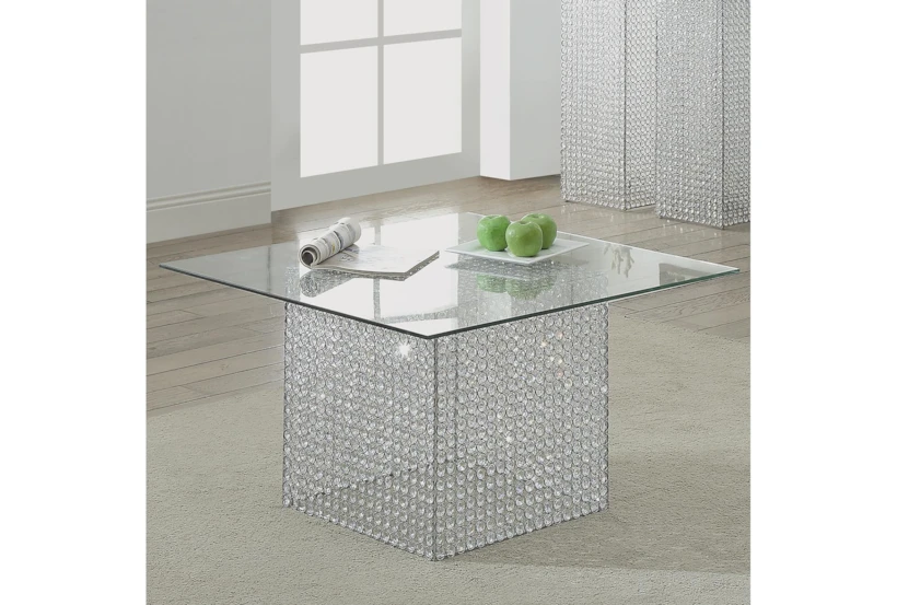 34 Inch Crystal Glass Bead Illuminated Coffee Table With Led Light - 360