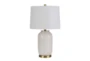 24 Inch Ivory Hobnail Circle Ceramic Table Lamp With Drum Shade - Signature