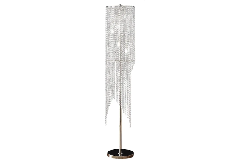 61 Inch Clear Crystal Bead Chandelier Floor Lamp - 360