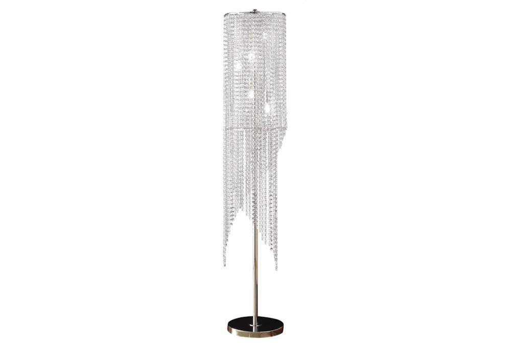61 Inch Clear Crystal Bead Chandelier Floor Lamp