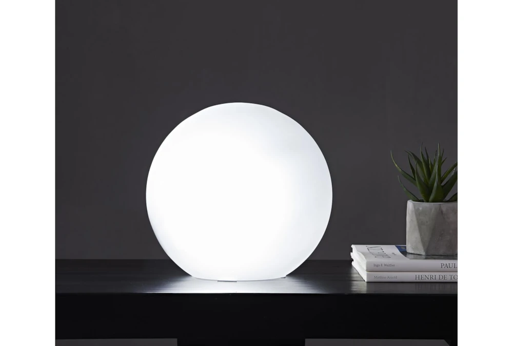 10 Inch Frosted Sphere White Light Table Lamp With Dimmer