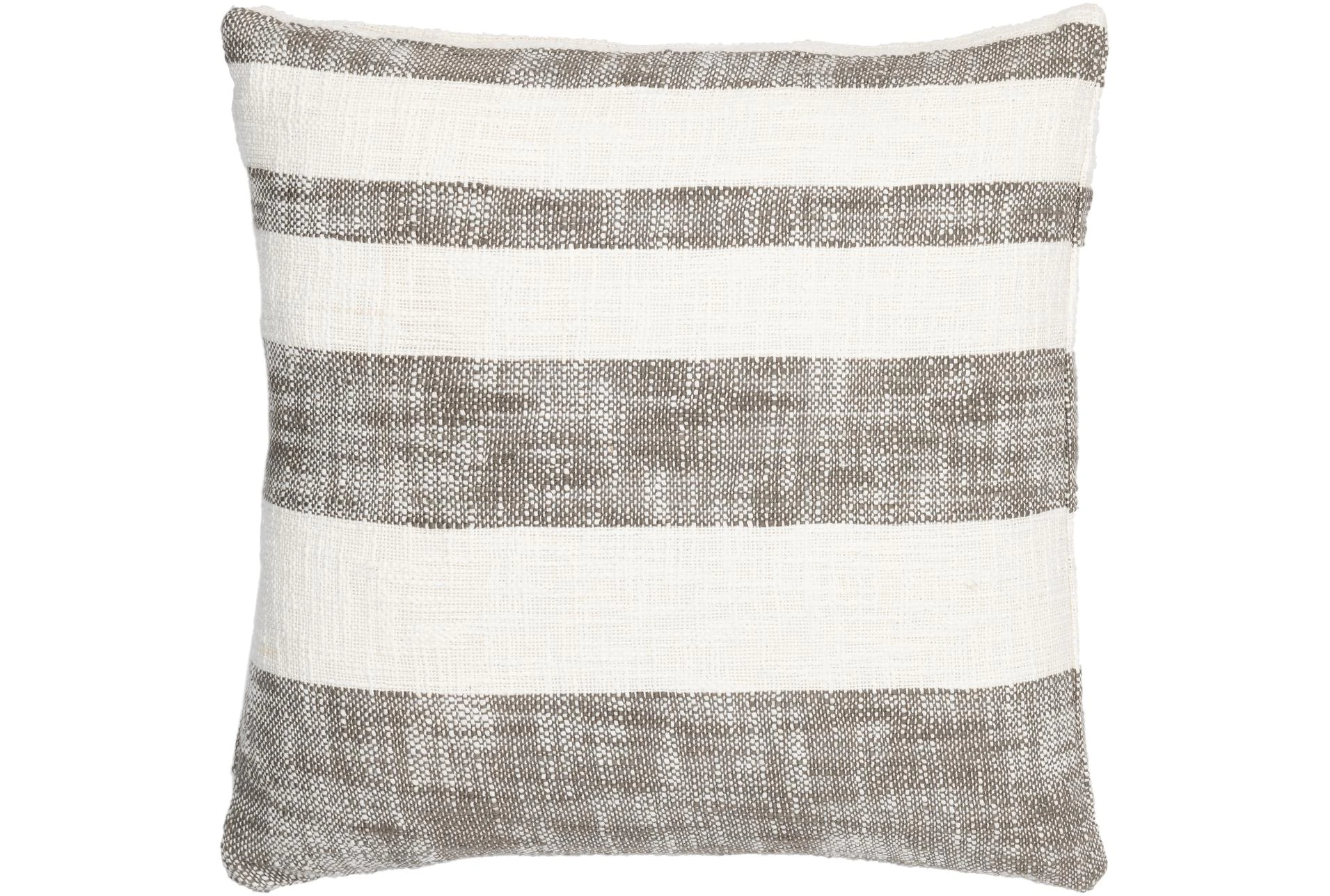 18X18 White + Textured Brown Stripes Throw Pillow